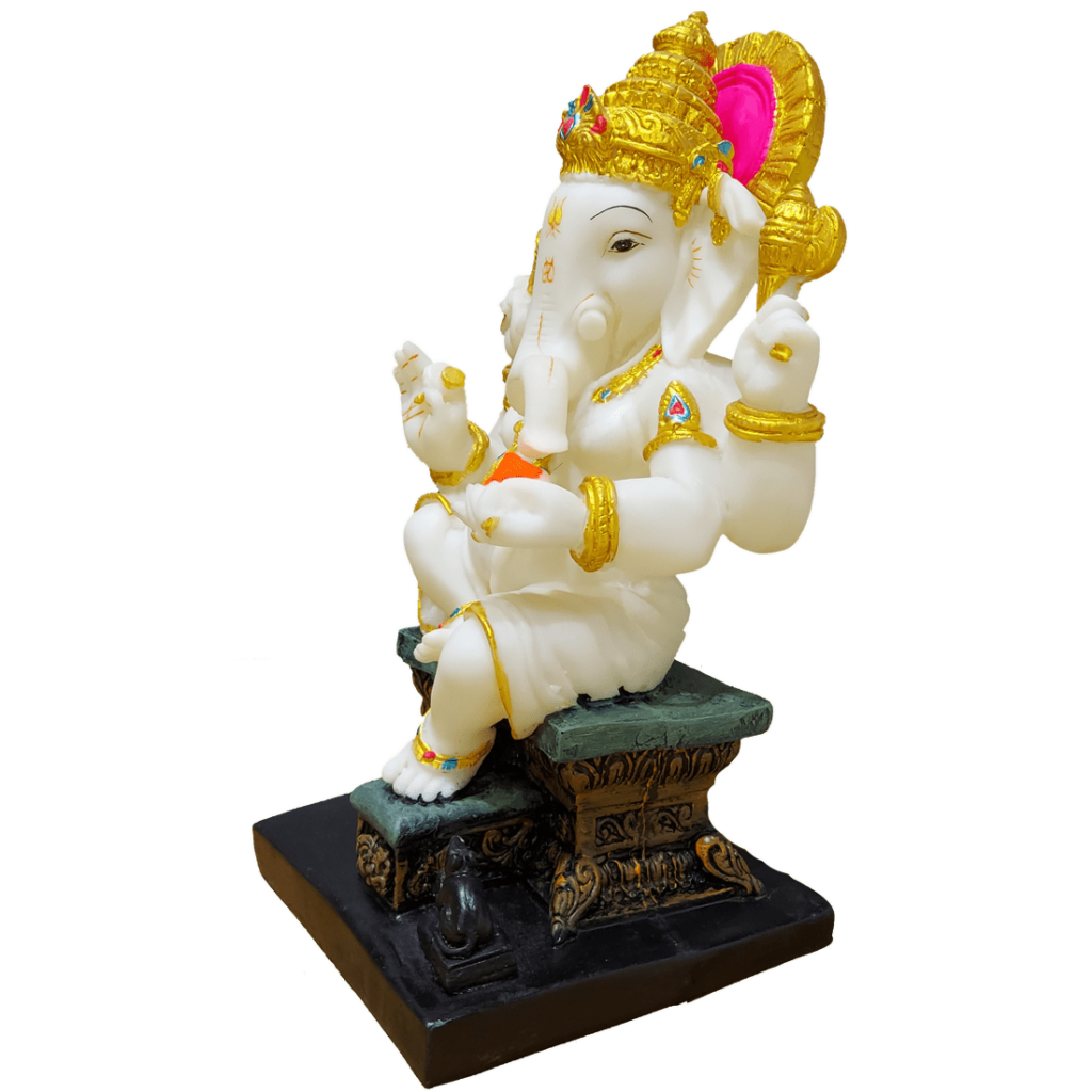 Gajanan Ganpati Bappa Murti White Marble Look Idol Gift for Grah Prave ...