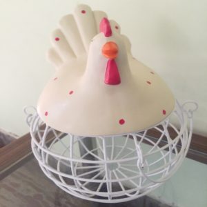 Rooster Hen Basket Cream