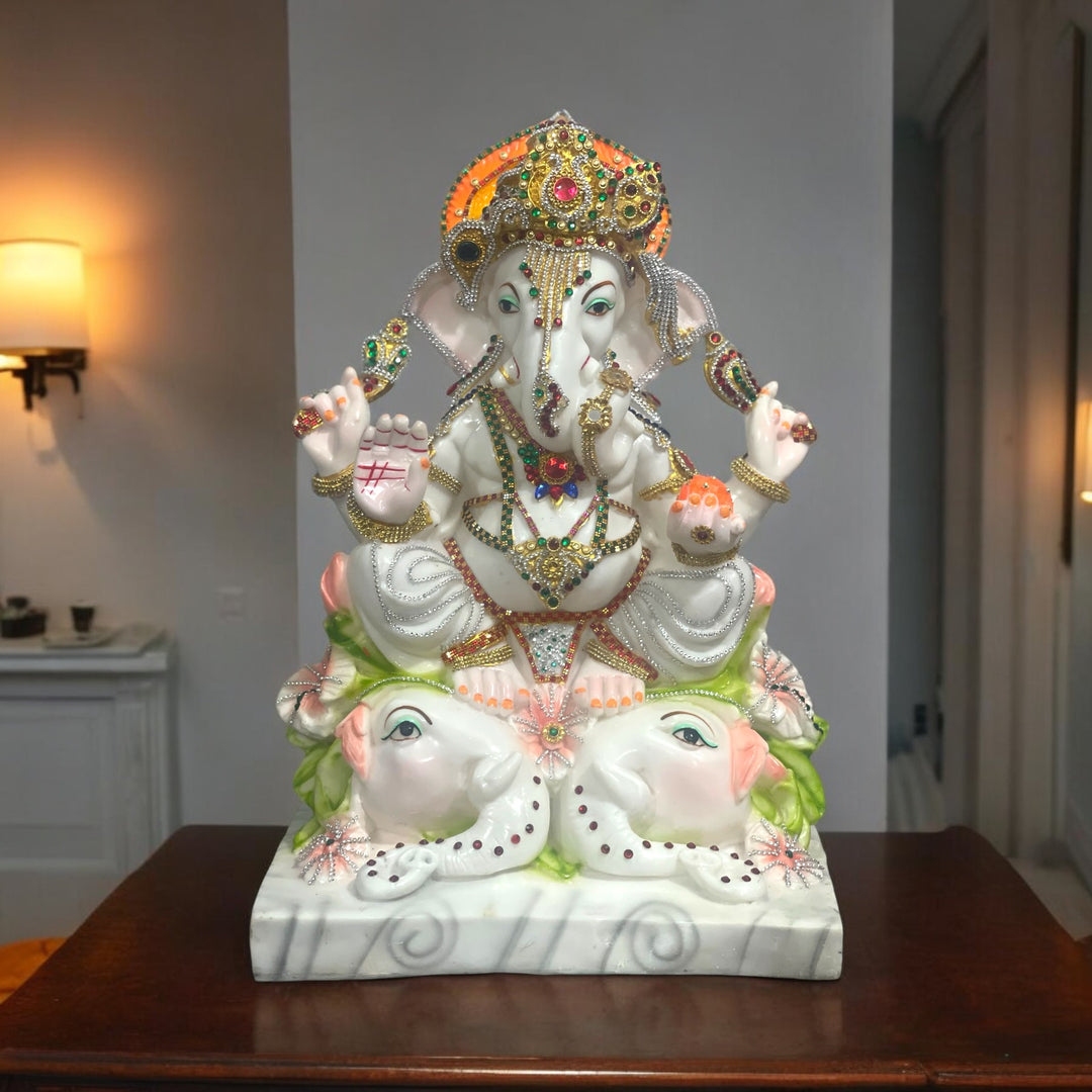 Ganesha Marble Look Statue Ganpati Idol Vighanharta Murti H- 56 cm