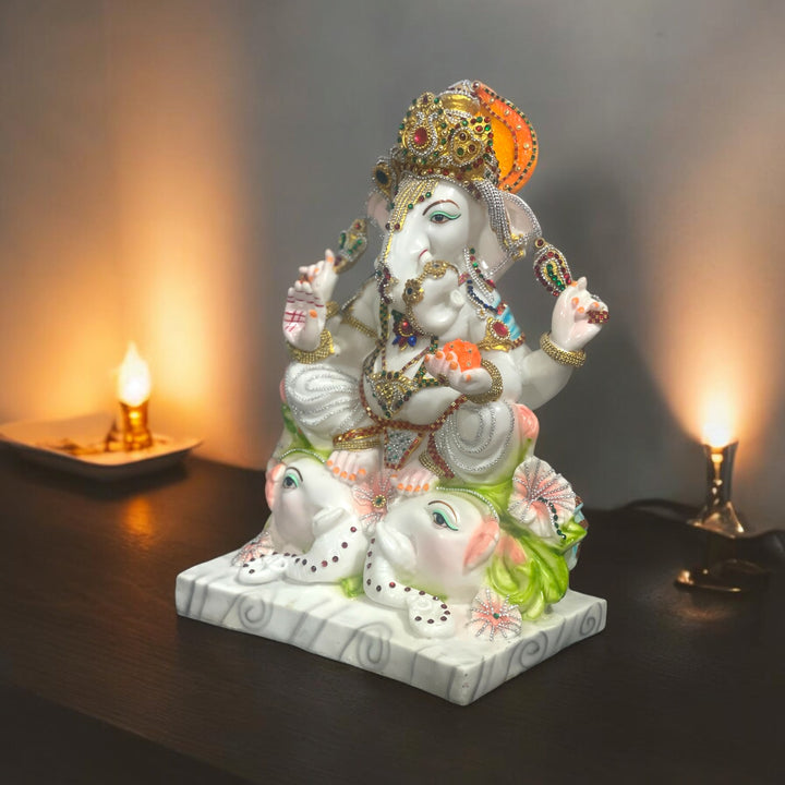 Ganesha Marble Look Statue Ganpati Idol Vighanharta Murti H- 56 cm