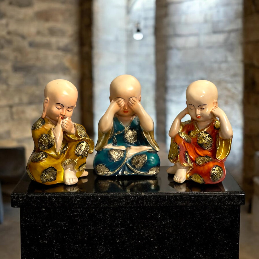 Baby Buddha Monk Figurine Set of 3 H- 17 cm