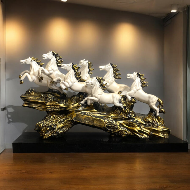 Resin Seven Running Victory Horses Statue The Majestic Seven Horses (Height 10 inches)