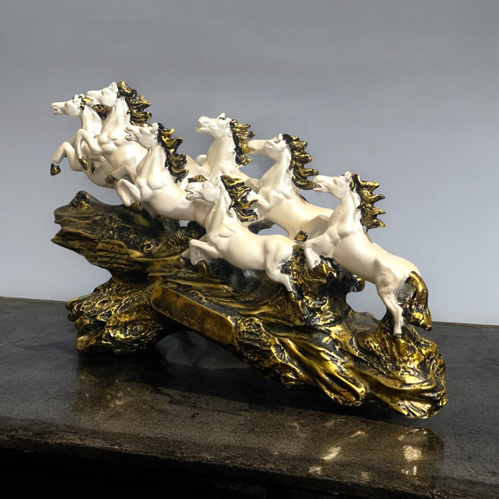 Resin Seven Running Victory Horses Statue The Majestic Seven Horses (Height 10 inches)