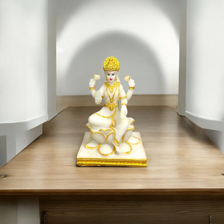 Lord Laxmi Murti Marble Look for Made in India H – 15 cm