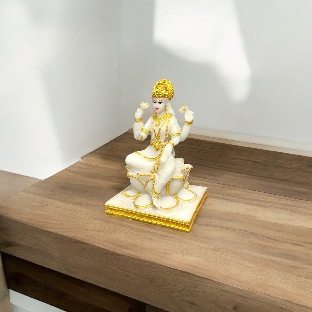 Lord Laxmi Murti Marble Look for Made in India H – 15 cm