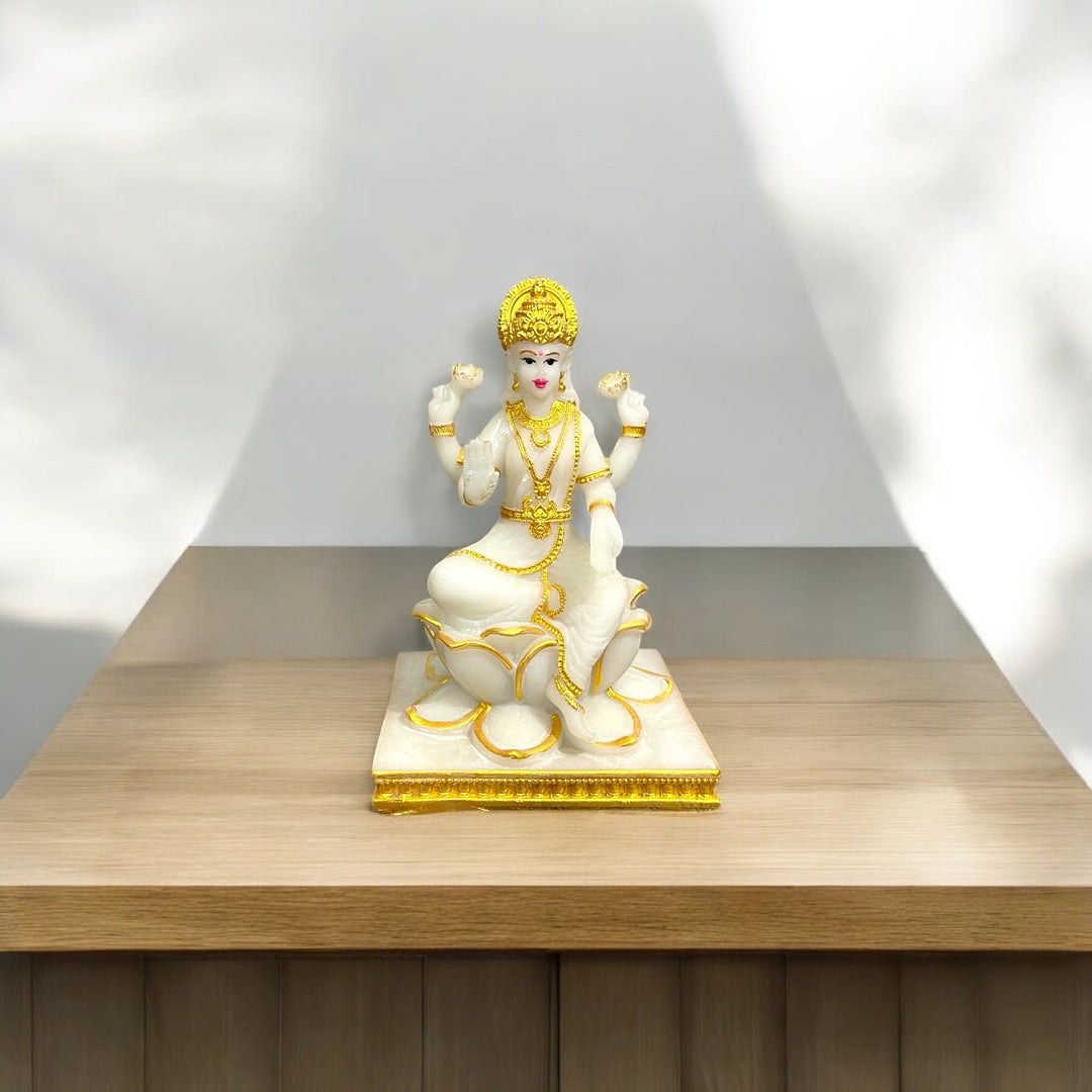 Lord Laxmi Murti Marble Look for Made in India H – 15 cm