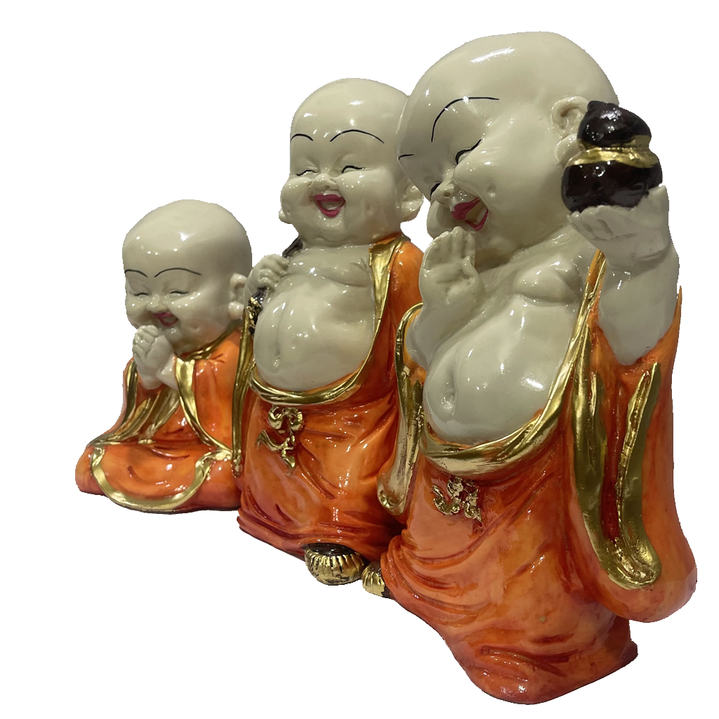 Polyresin Set of 3 Baby Buddha Monk Figurine