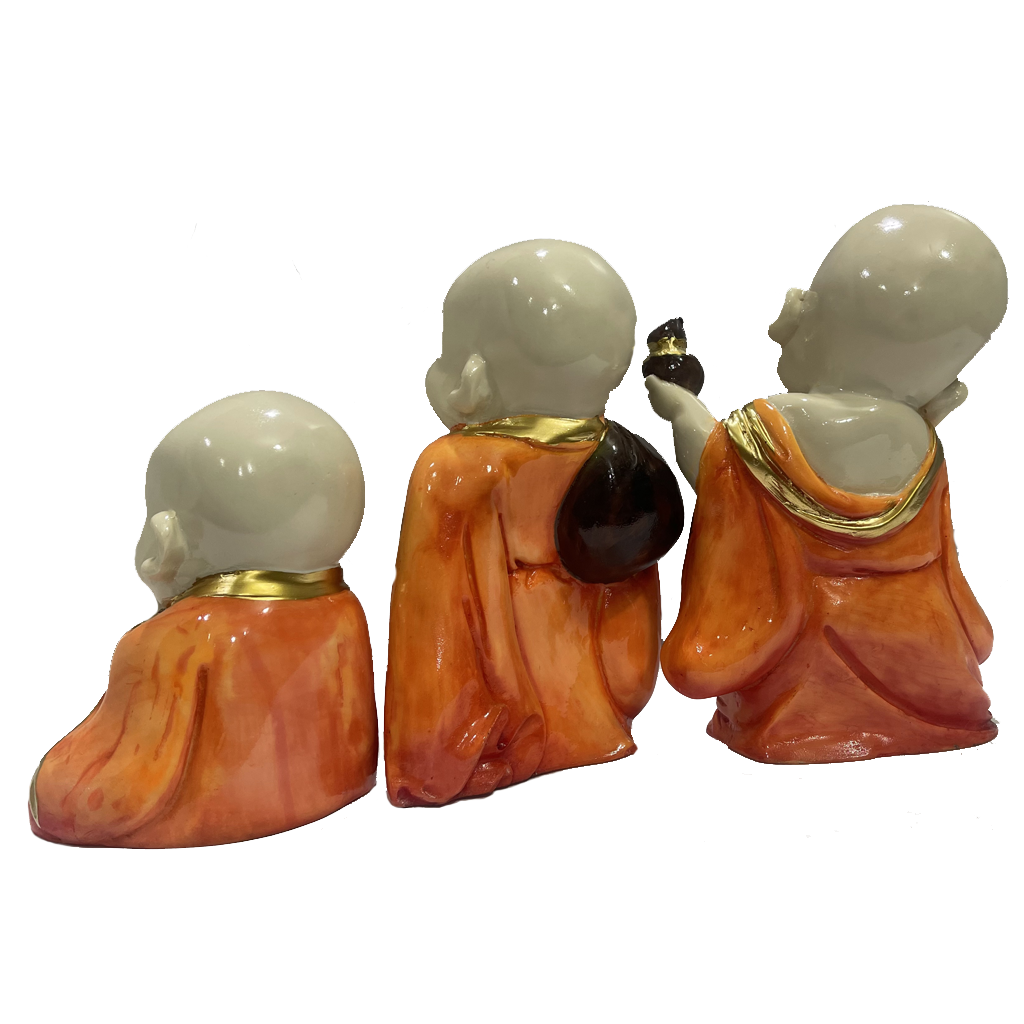 Polyresin Set of 3 Baby Buddha Monk Figurine