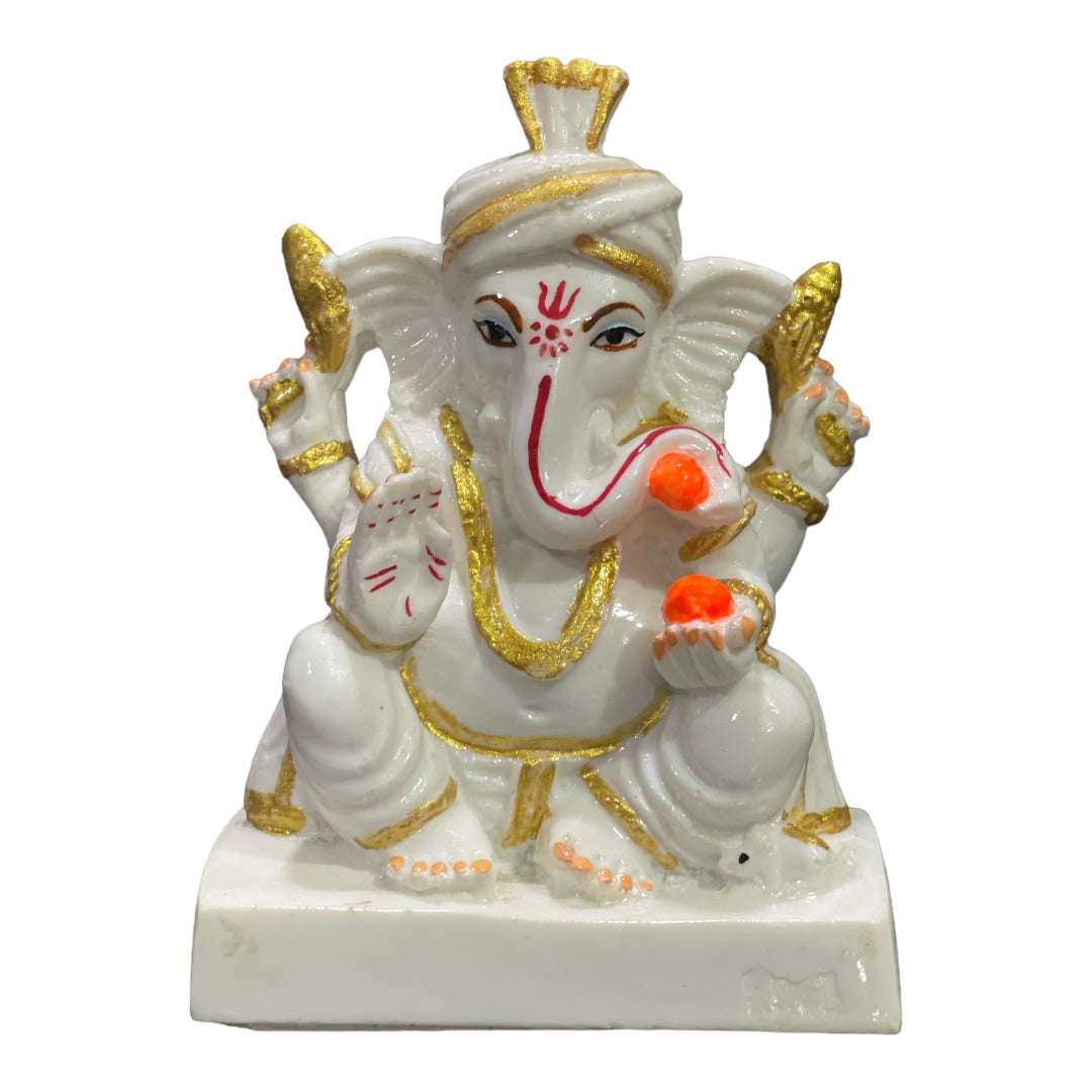 Hot selling Product Marble Lord Pagadi Ganesha Idol Gift for Grah Pravesh Serene Beauty Sacred Spaces at Affordable Prices