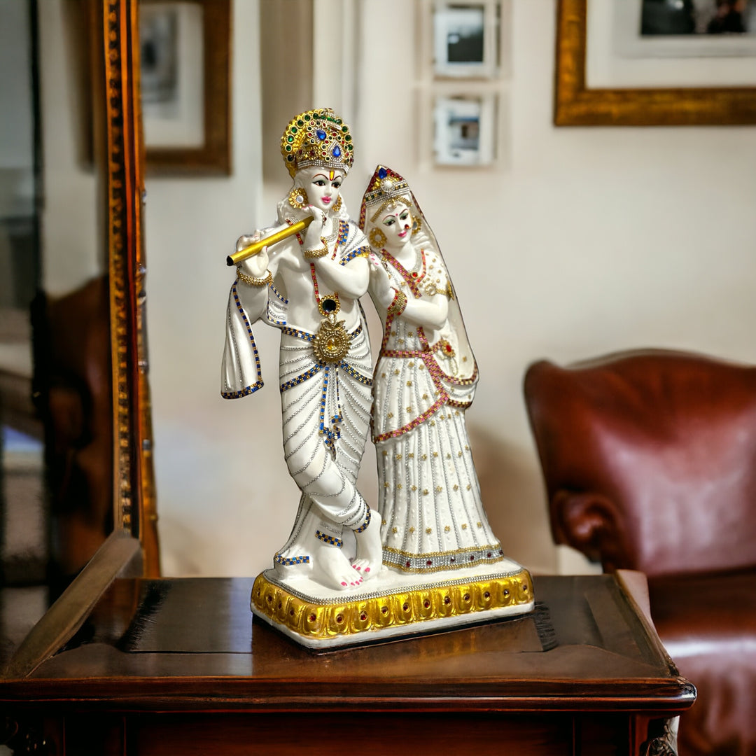 Lord 2 feet Radha Krishan Marble Look Decorative Idol