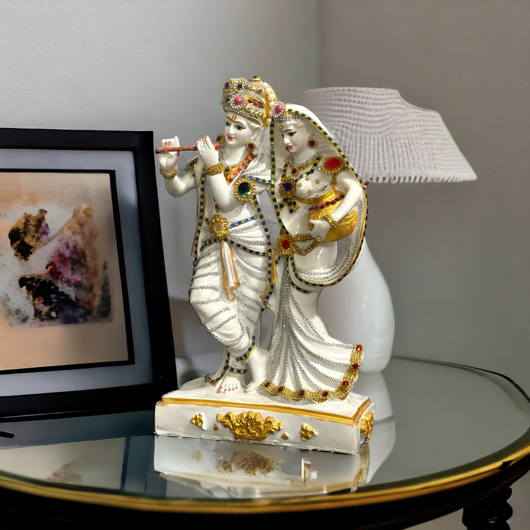 Lord Radha Krishan Marble Look Decorative  Idol Best For Wedding Gift