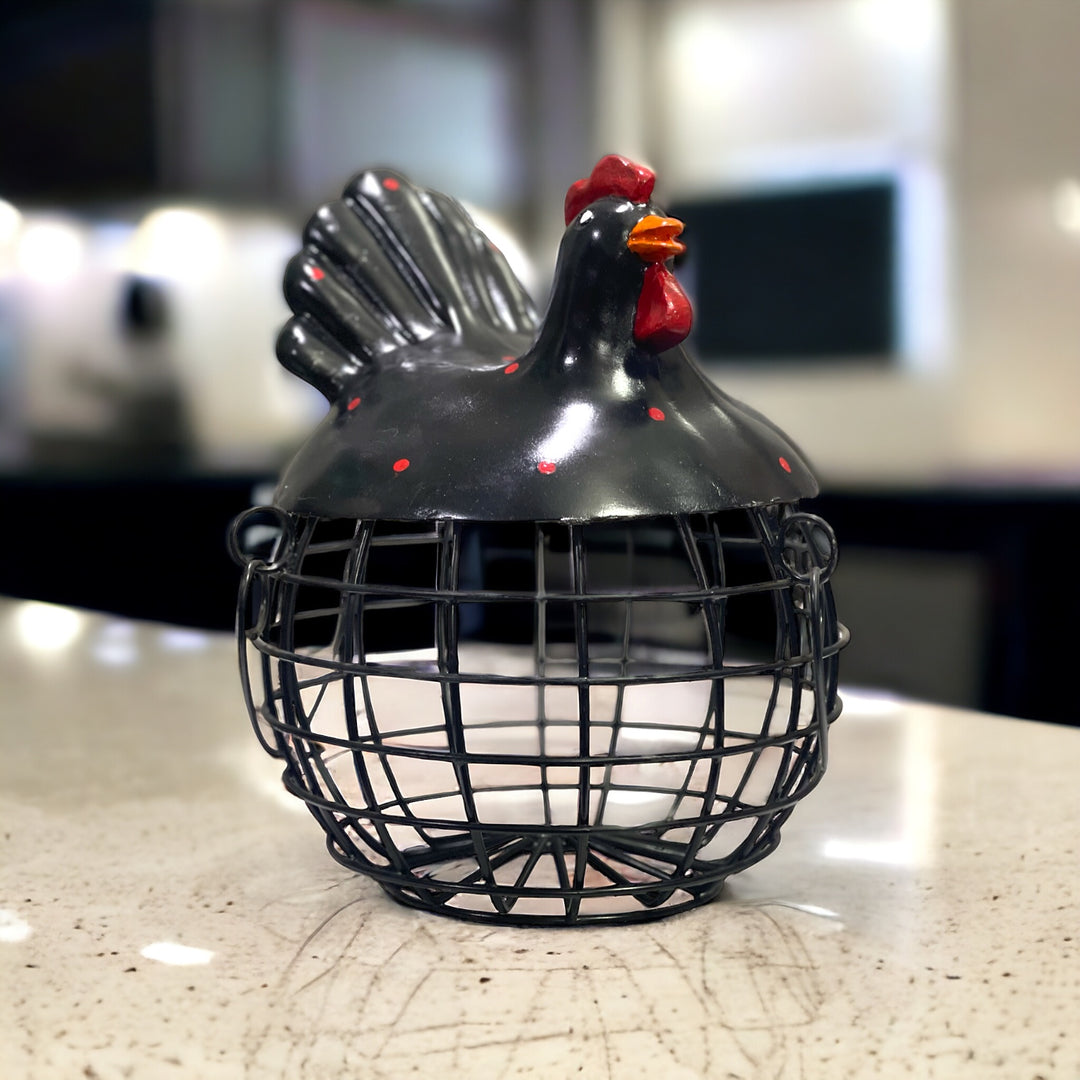 Rooster Egg Basket Showpiece For Home Decor