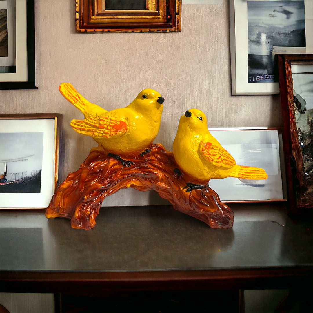 Love Birds Sitting On Branch Resin Showpiece H - 12 cm