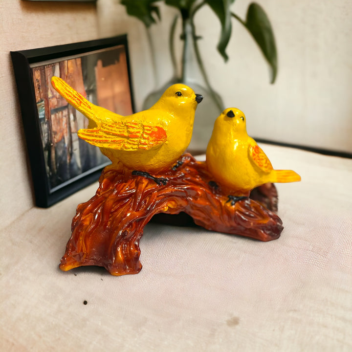 Love Birds Sitting On Branch Resin Showpiece H - 12 cm