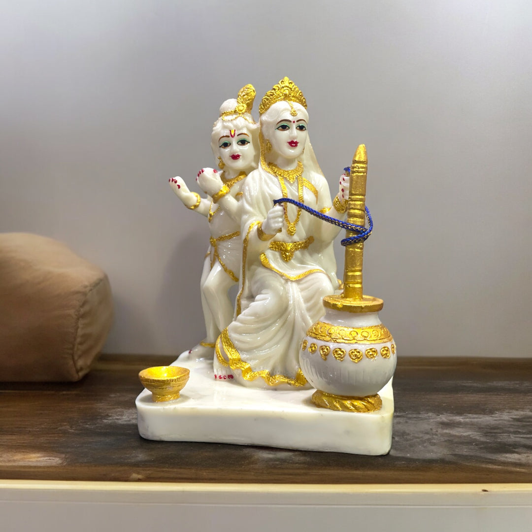 Yashoda Ma Lord Kanha  Makhan Matki Idol,H-22cm