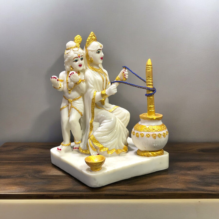 Yashoda Ma Lord Kanha  Makhan Matki Idol,H-22cm