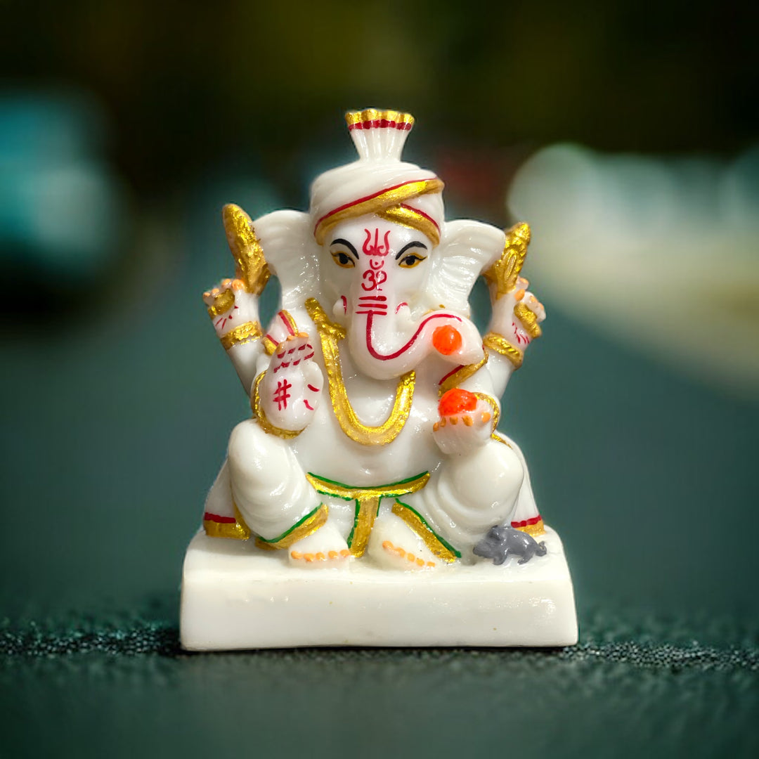 Hot selling Product Marble Lord Pagadi Ganesha Idol Gift for Grah Pravesh Serene Beauty Sacred Spaces at Affordable Prices