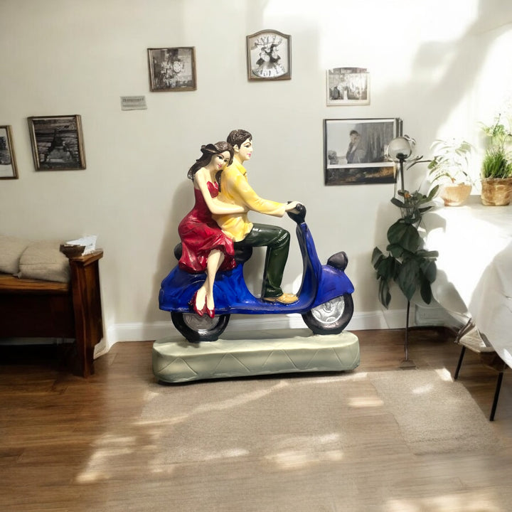 Romantic Love Couple on Scooter Showpiece Best For Gifting H-23 cm