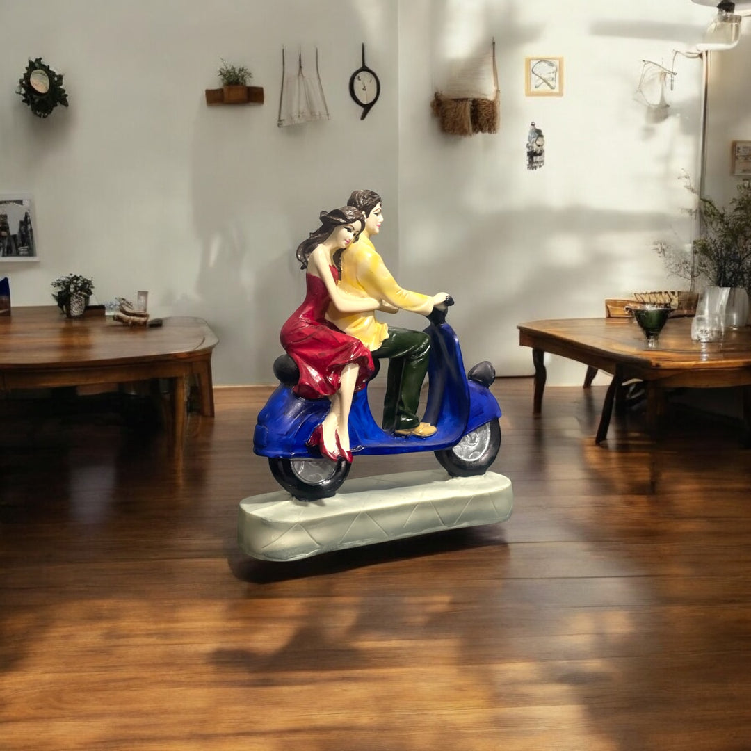 Romantic Love Couple on Scooter Showpiece Best For Gifting H-23 cm