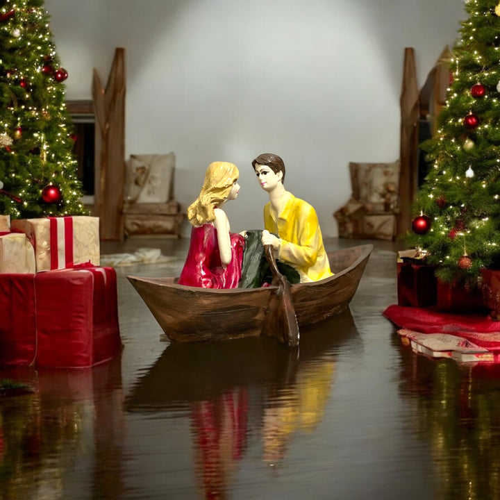 Cute Love Couple In Boat Showpiece Best Gift For Friends H-11 cm