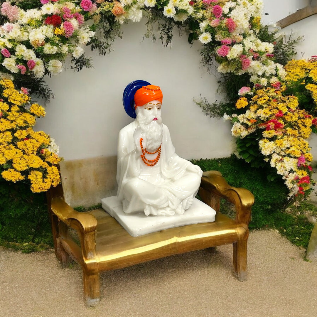 Guru Nanak Dev Marble Idol, Marble Guru Nanak Dev Statue H 19 cm