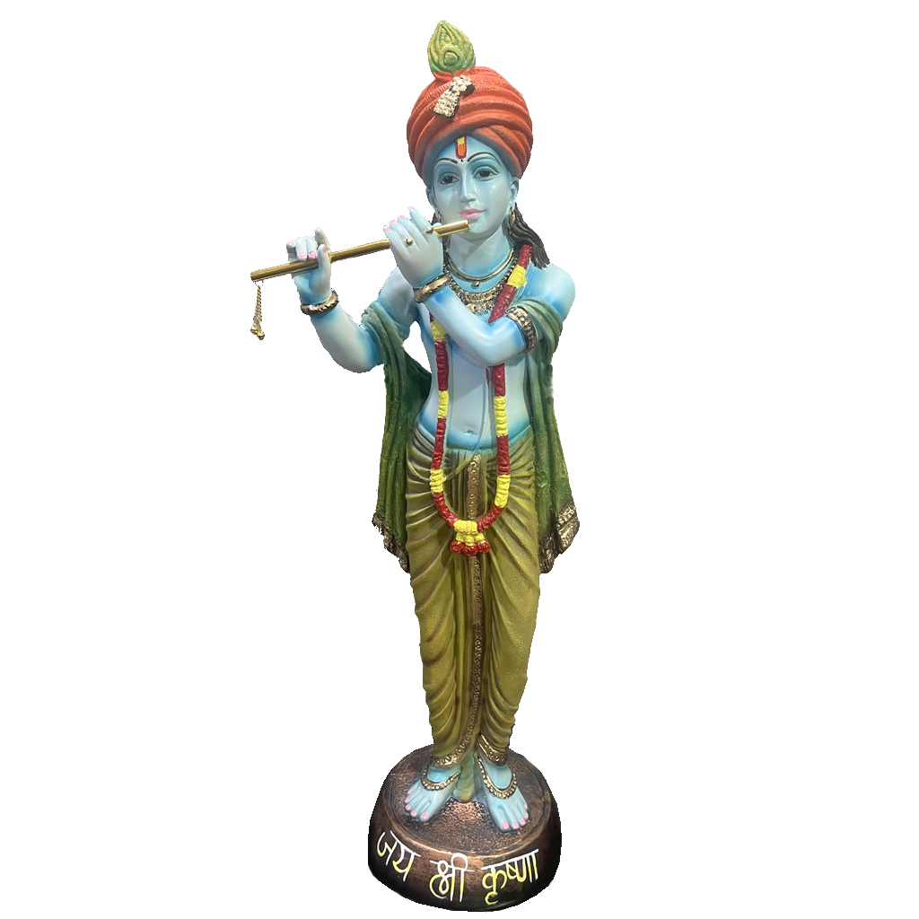 Standing Beautiful Krishan Resin Idol With Bansuri, Height-77 CM