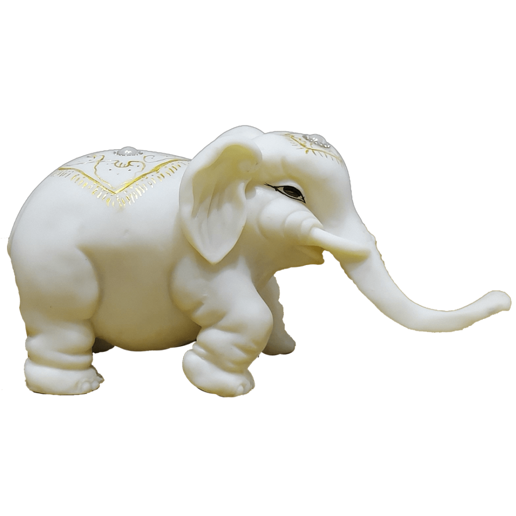 White Marble Look Elephant Showpiece Baby Elephant Figurine for Home D ...