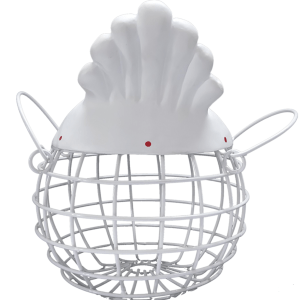 Rooster Hen Basket White